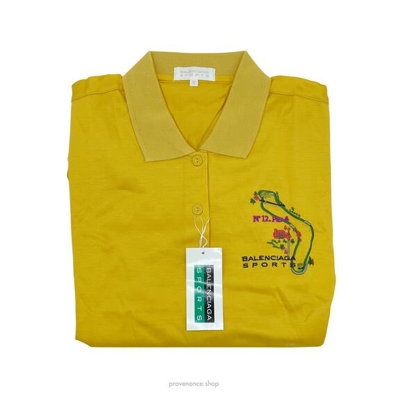 🔴 BALENCIAGA Embroidered Long Sleeve Polo Shirt - Yellow - Picture 3 of 5